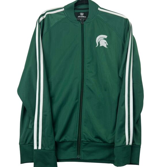 Michigan State Spartans Track Jacket Top of the World Green Mens L Full Zip